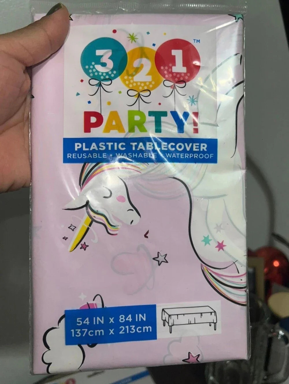 Pink Unicorn Party Kit - Tablecover, Napkins & Foil Balloon